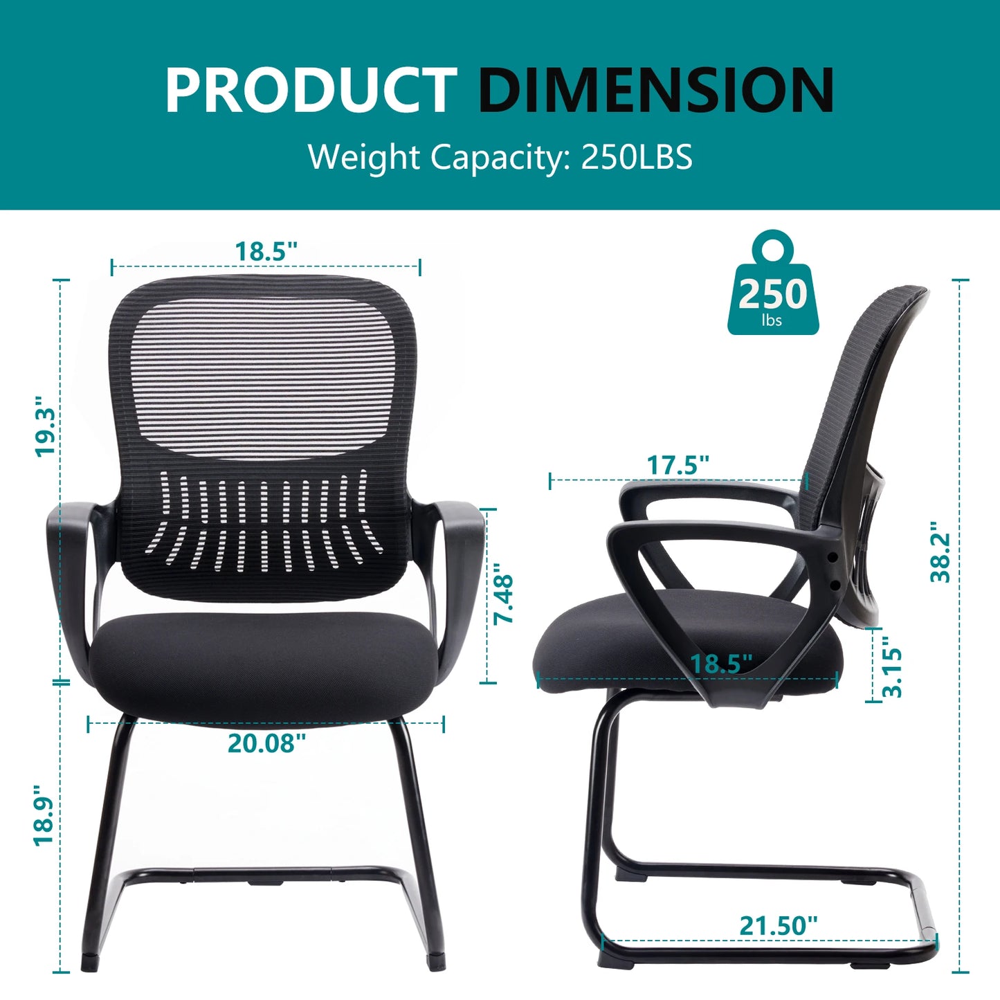IComfyHome Ergonomic Office Chair No Wheels with Comfy Armrest and Mesh Lumbar Support Back Basket Design for Guest Reception