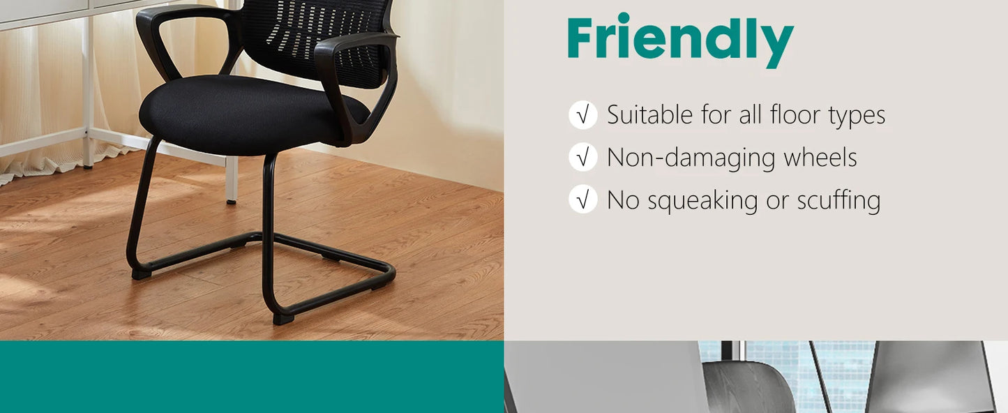 IComfyHome Ergonomic Office Chair No Wheels with Comfy Armrest and Mesh Lumbar Support Back Basket Design for Guest Reception