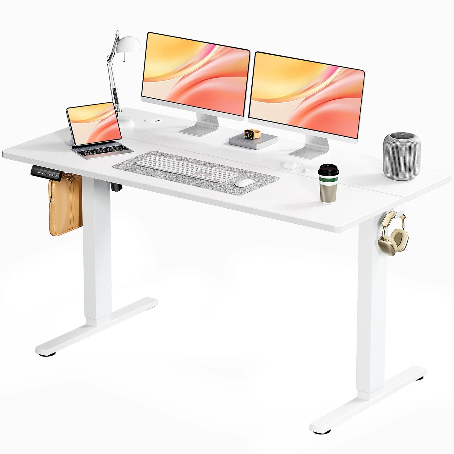 IComfyHome Electric Standing Desk Height Adjustable 55x24 Inch Computer Desk Workstation Ergonomic Work Table for Home Office