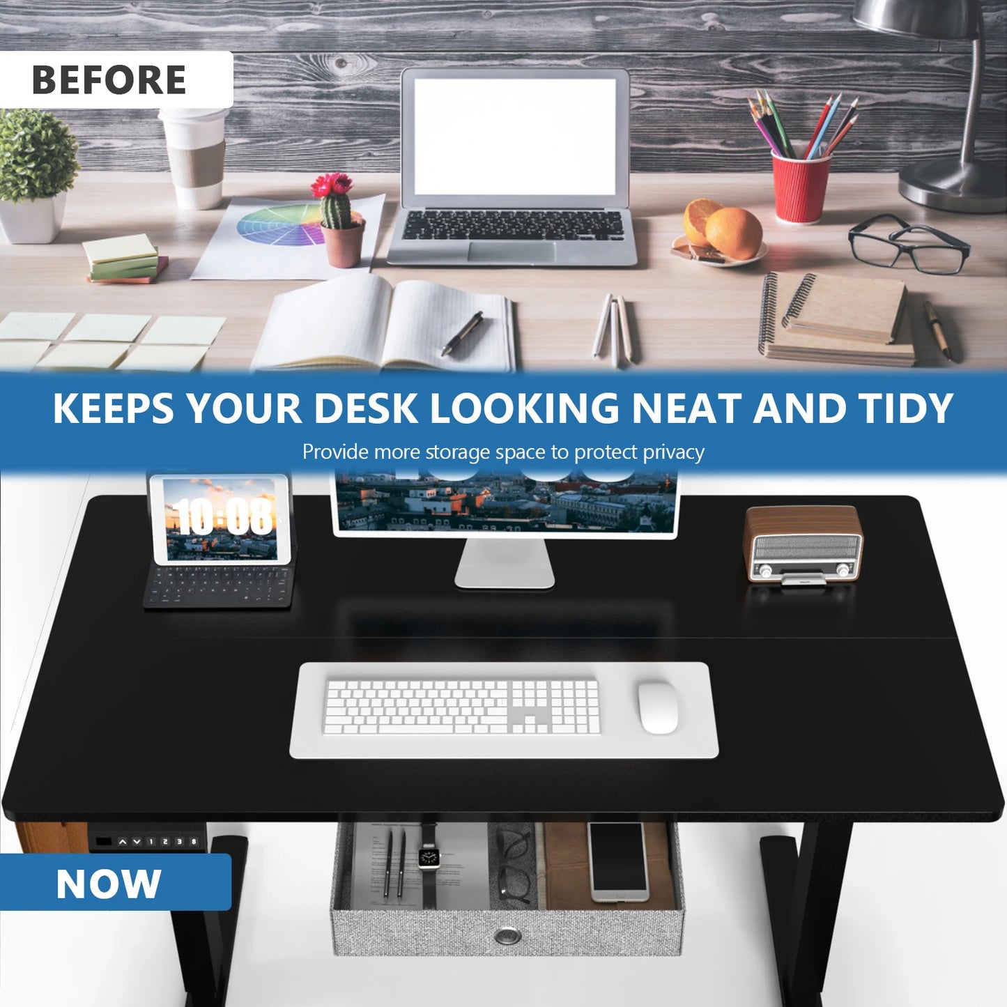 IComfyHome Electric Standing Desk Height Adjustable 55x24 Inch Computer Desk Workstation Ergonomic Work Table for Home Office