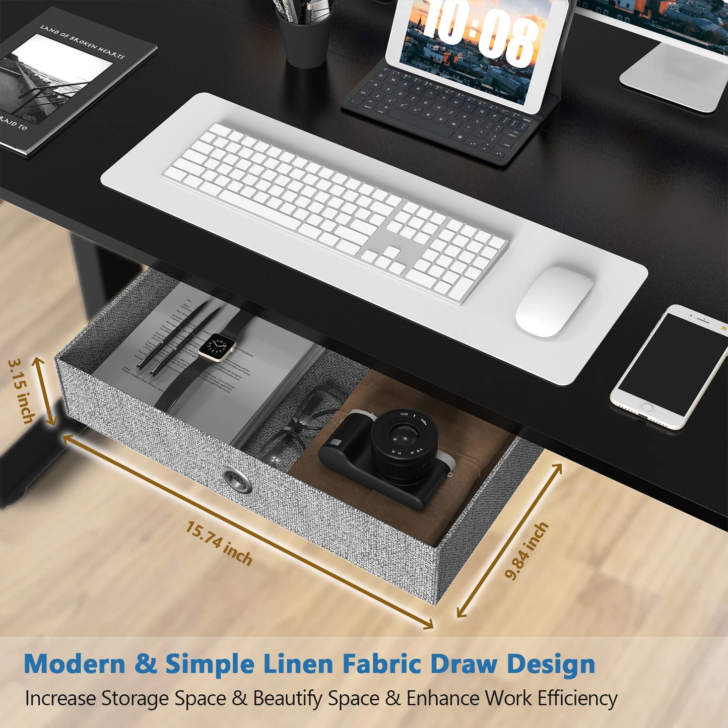 IComfyHome Electric Standing Desk Height Adjustable 55x24 Inch Computer Desk Workstation Ergonomic Work Table for Home Office