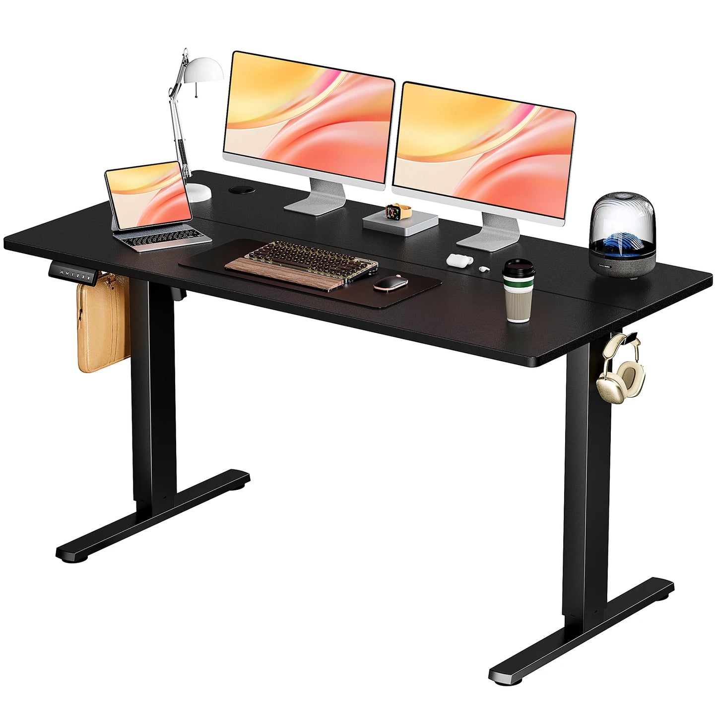 IComfyHome Electric Standing Desk Height Adjustable 55x24 Inch Computer Desk Workstation Ergonomic Work Table for Home Office