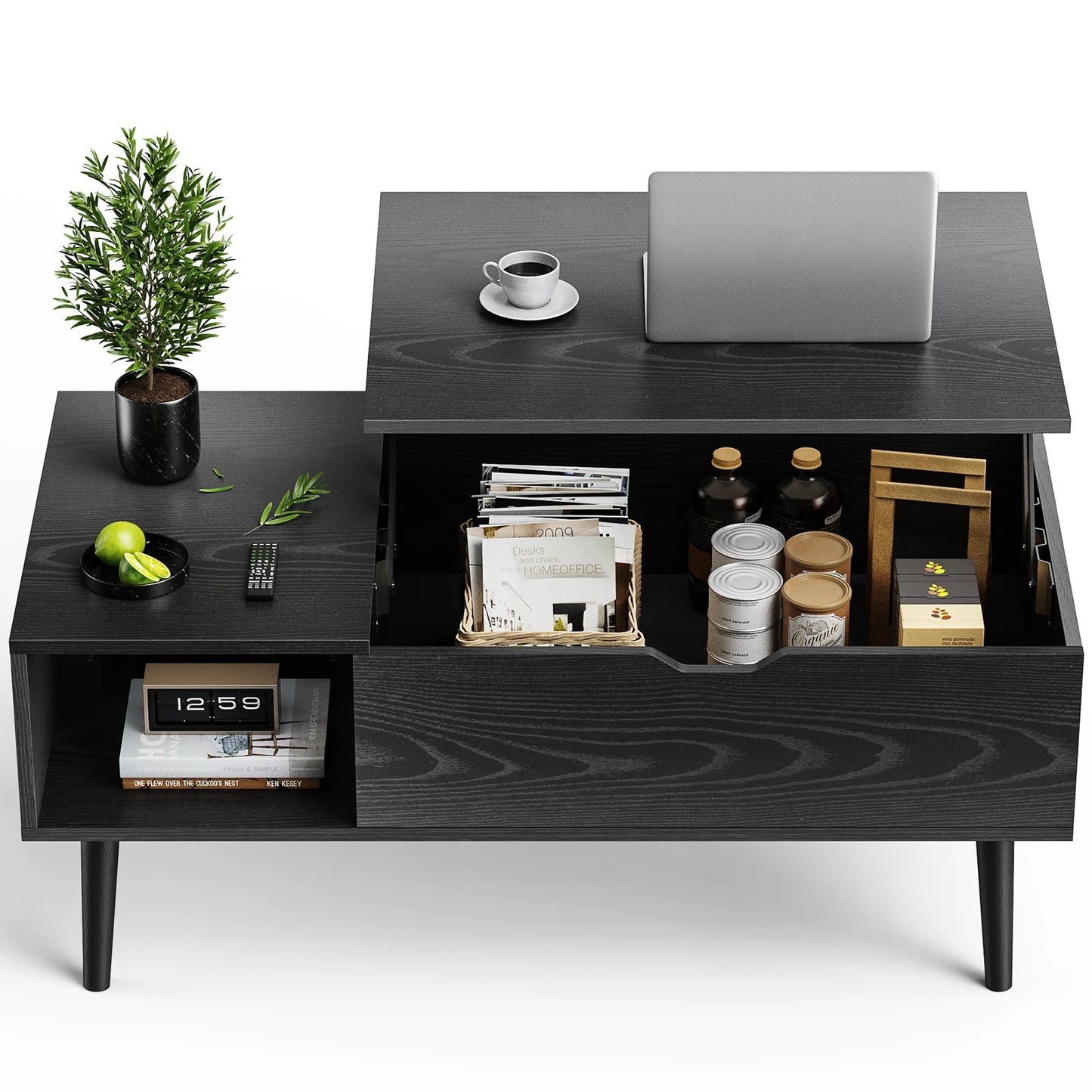 IComfyHome Lift Top Coffee Tables For Living Room 39.37"x19.7" Desk Tea Wood Dining Tables Adjustable Storage Shelf Easy Lift Or Lower