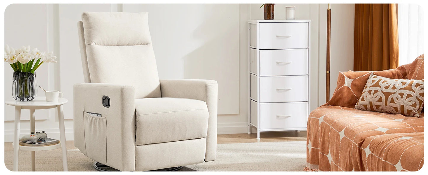 IComfyHome Rotating Rocking Chair Recliner With Oversized Foot Swivel Rocking Rocker Recliner Glider Nursery Chair for Living Room