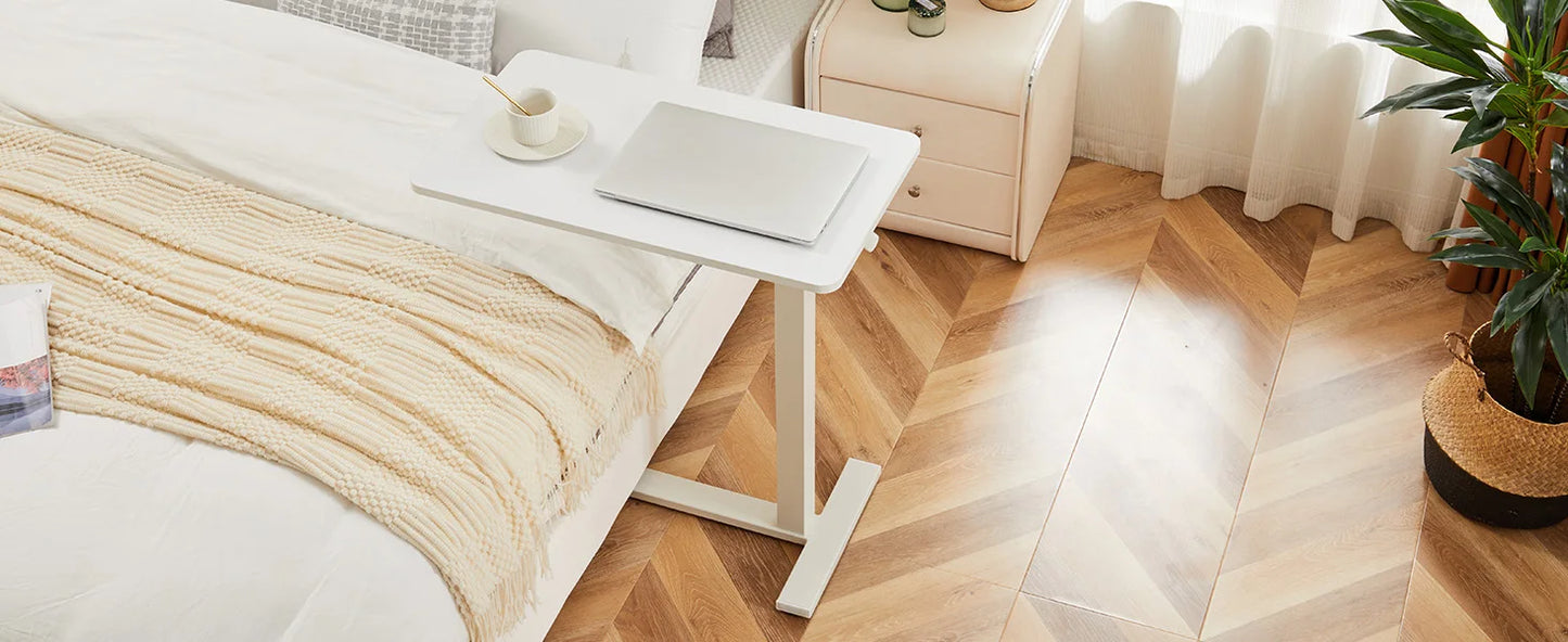 IComfyHome Overbed Bedside Sofa Table with Hidden Wheels Adjustable Height Home Use Bed Table Laptop Mobile Standing Desk For Bedroom