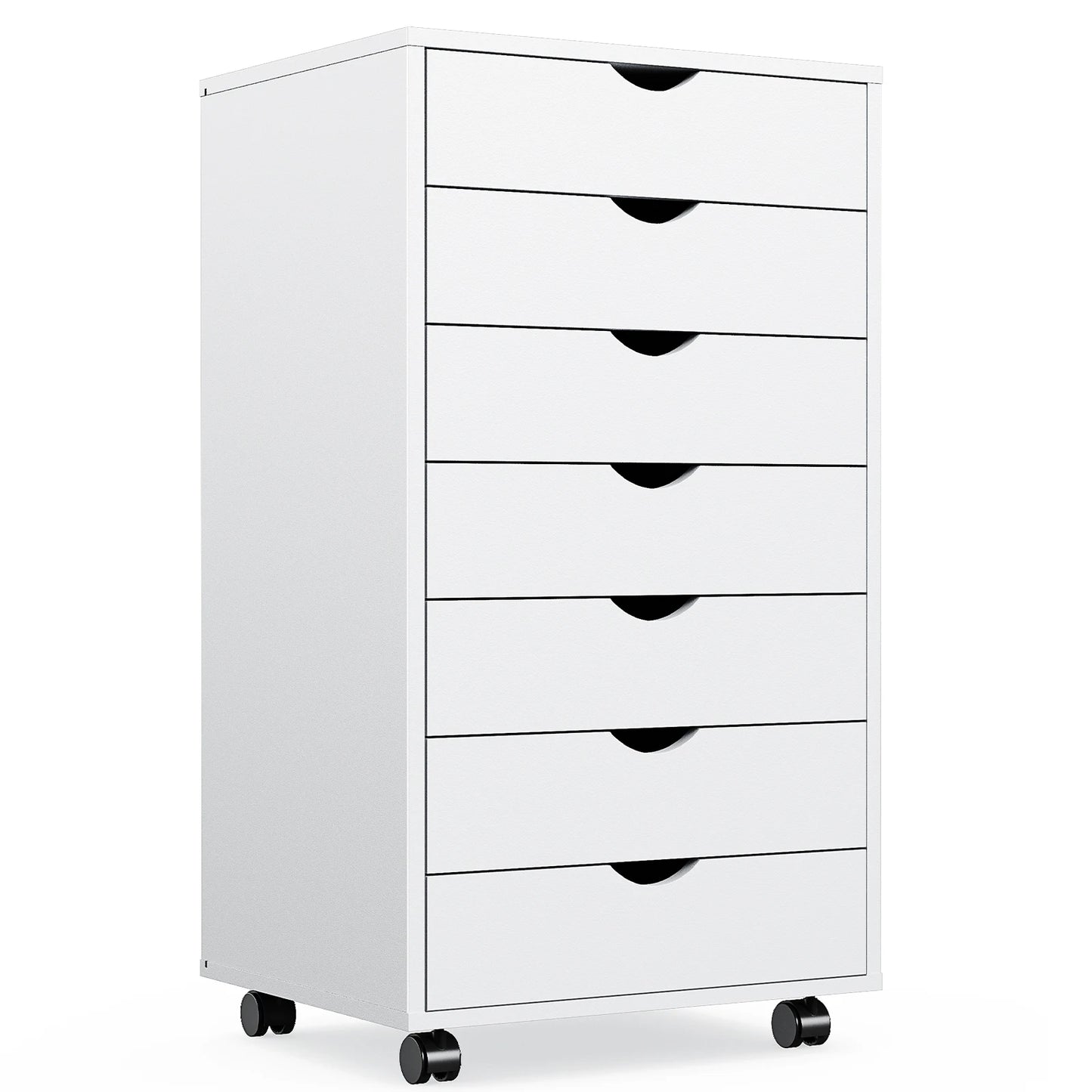 IComfyHome 7 Drawer Chest Dressers Nightstand Storage Cabinet Wooden File Office Mobile Cabinet Wheels Living Room Organizer Rolling