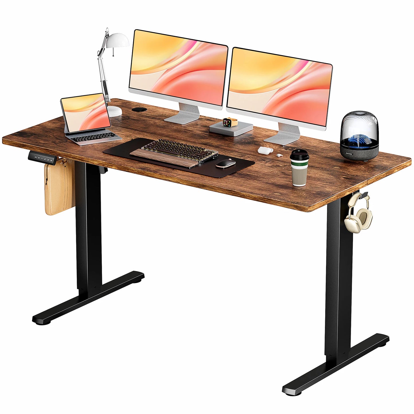 IComfyHome Electric Standing Desk Height Adjustable 55x24 Inch Computer Desk Workstation Ergonomic Work Table for Home Office