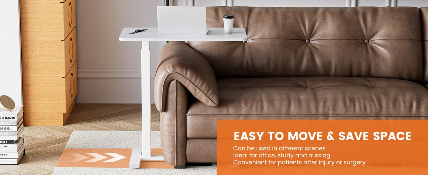 IComfyHome Overbed Bedside Sofa Table with Hidden Wheels Adjustable Height Home Use Bed Table Laptop Mobile Standing Desk For Bedroom