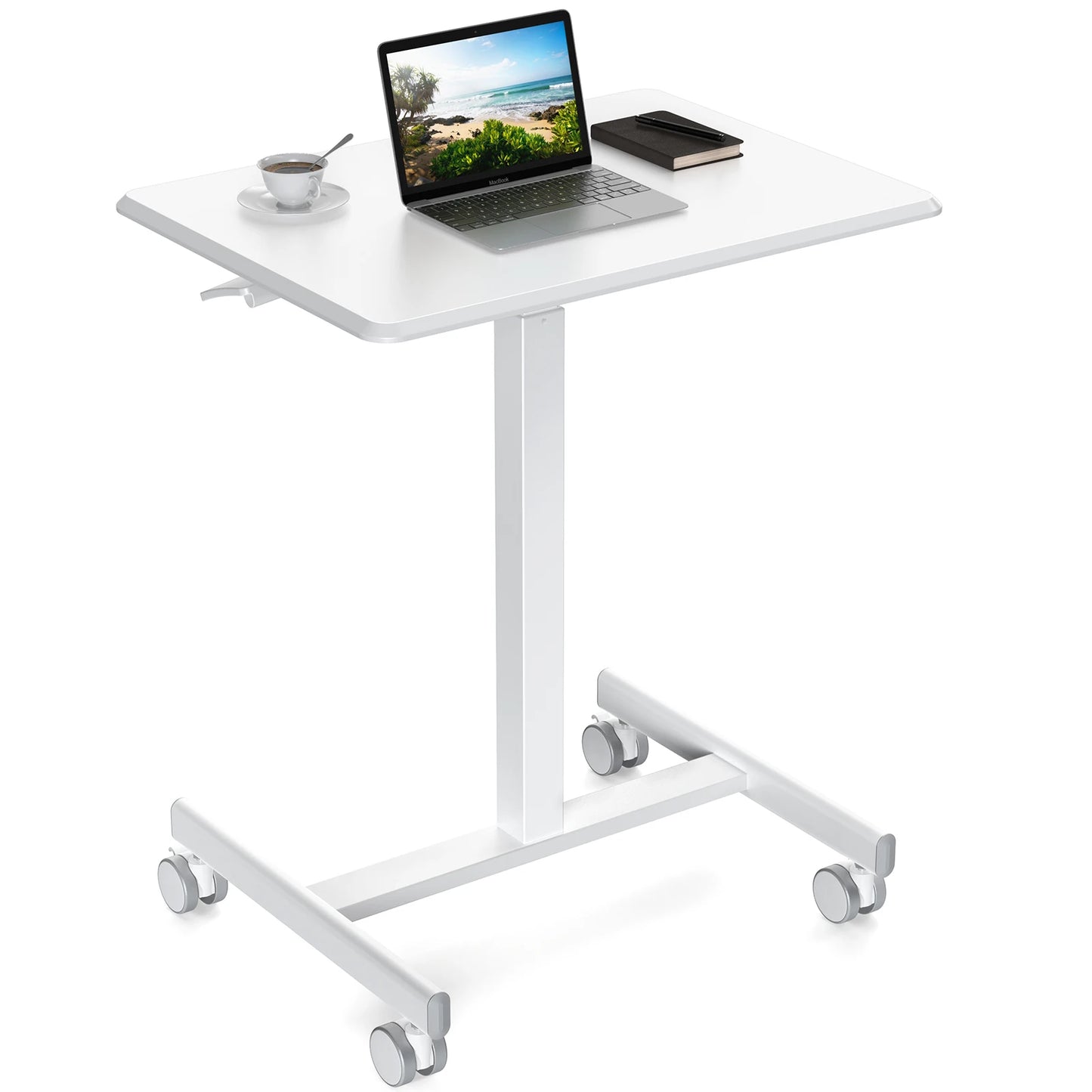 IComfyHome Portable Computer Desk Laptop Height Adjustable Table Mobile Sitting Workstation Lockable Wheels Suitable For Work Learning