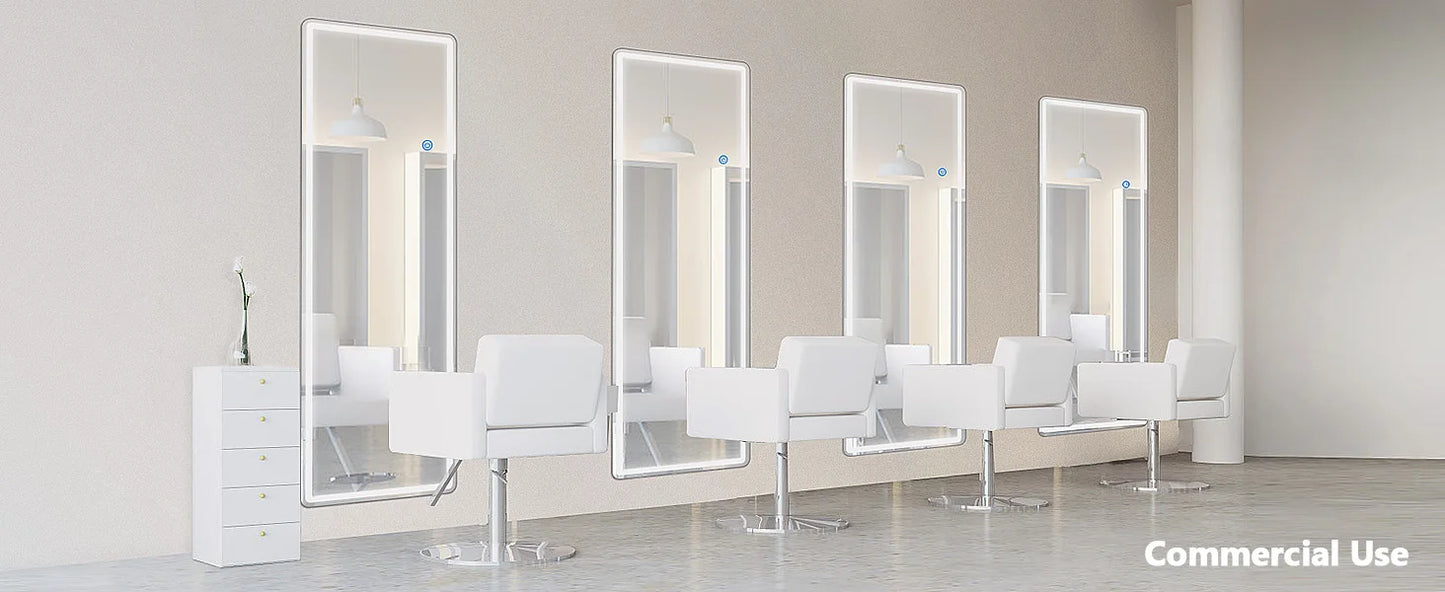 IComfyHome 60"x16" Led Dimming Full Length Mirror 3 Color Lighting Aluminum Alloy Frame Standing Hanging Floor Mirrors For Living Room
