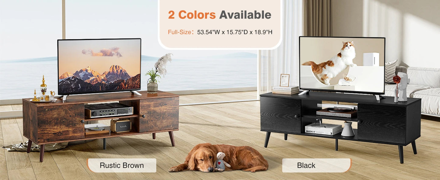 IComfyHome Wooden Fireplace Tv Stand For Up To 60 Inch TV Entertainment Center For Living Room Media Console Adjustable Shelf 2 Storage