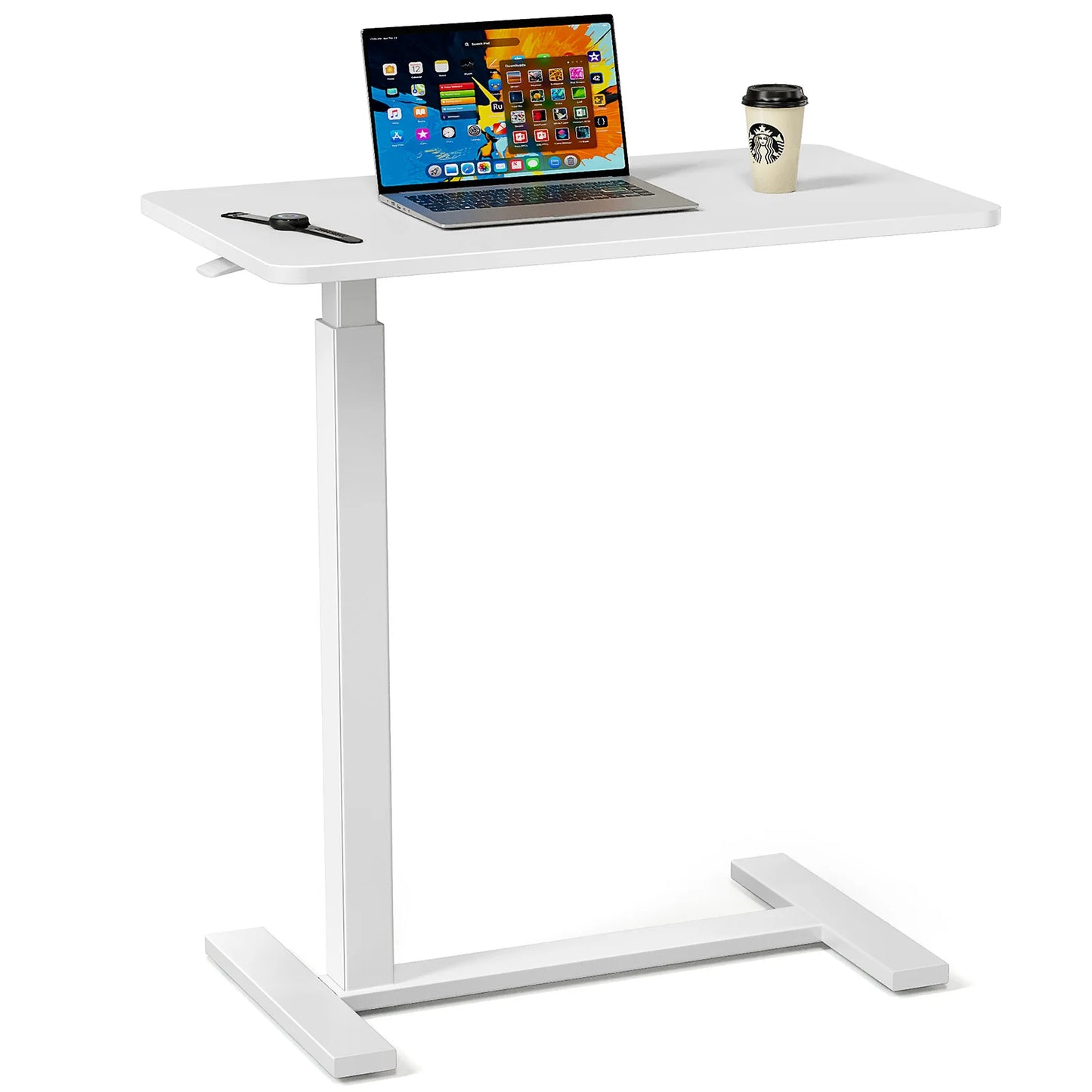IComfyHome Overbed Bedside Sofa Table with Hidden Wheels Adjustable Height Home Use Bed Table Laptop Mobile Standing Desk For Bedroom