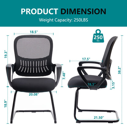 IComfyHome Ergonomic Office Chair No Wheels with Comfy Armrest and Mesh Lumbar Support Back Basket Design for Guest Reception
