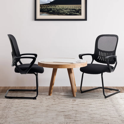 IComfyHome Ergonomic Office Chair No Wheels with Comfy Armrest and Mesh Lumbar Support Back Basket Design for Guest Reception