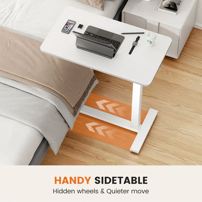 IComfyHome Overbed Bedside Sofa Table with Hidden Wheels Adjustable Height Home Use Bed Table Laptop Mobile Standing Desk For Bedroom