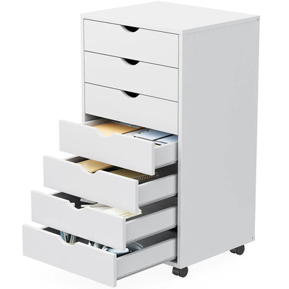 IComfyHome 7 Drawer Chest Dressers Nightstand Storage Cabinet Wooden File Office Mobile Cabinet Wheels Living Room Organizer Rolling