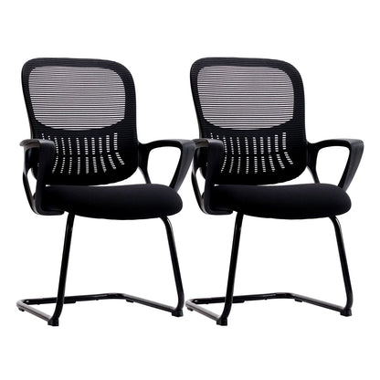 IComfyHome Ergonomic Office Chair No Wheels with Comfy Armrest and Mesh Lumbar Support Back Basket Design for Guest Reception