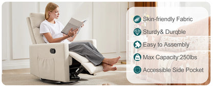 IComfyHome Rotating Rocking Chair Recliner With Oversized Foot Swivel Rocking Rocker Recliner Glider Nursery Chair for Living Room